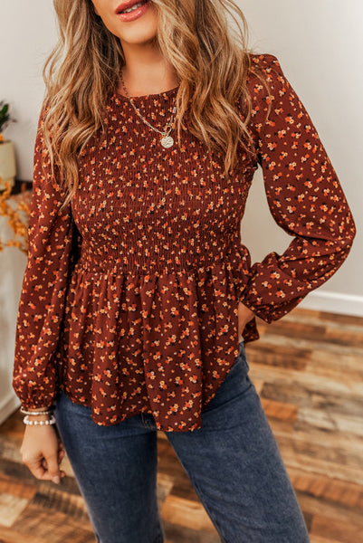 Rust Floral Smoked top