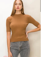 Mock Neck Sweater - Camel