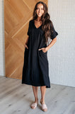 Always Learning Dolman Sleeve Dress in Black