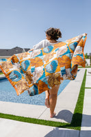 Luxury Beach Towel in Block Floral