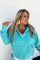 Cowl Neck Hoodie-Aqua