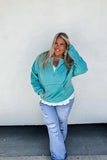 Cowl Neck Hoodie-Aqua