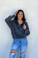 Cowl Neck Hoodie-Black