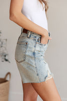 Cindy High Rise Mineral Wash Distressed Boyfriend Shorts