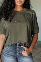 Less Than Stressed Asymmetrical Distressed Top