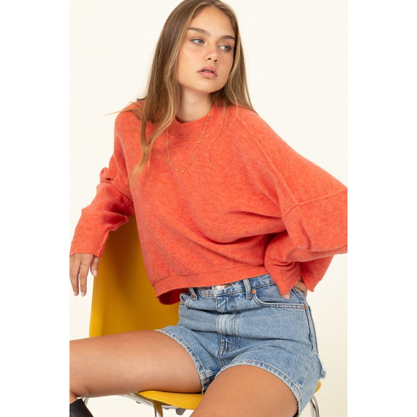 Cropped Mock Neck Sweater