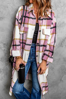 Long Pink Plaid Shacket
